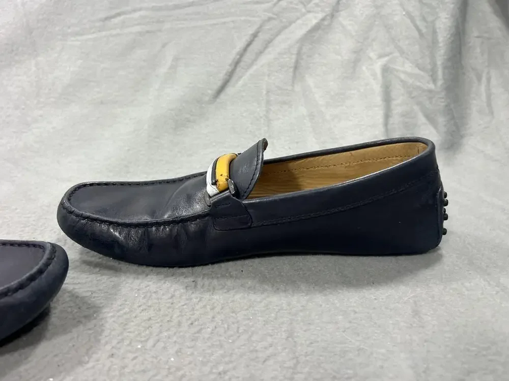 Tod's Shoes Mens Size 8 Blue Leather Driving Loafers Gommino Italy Slip On